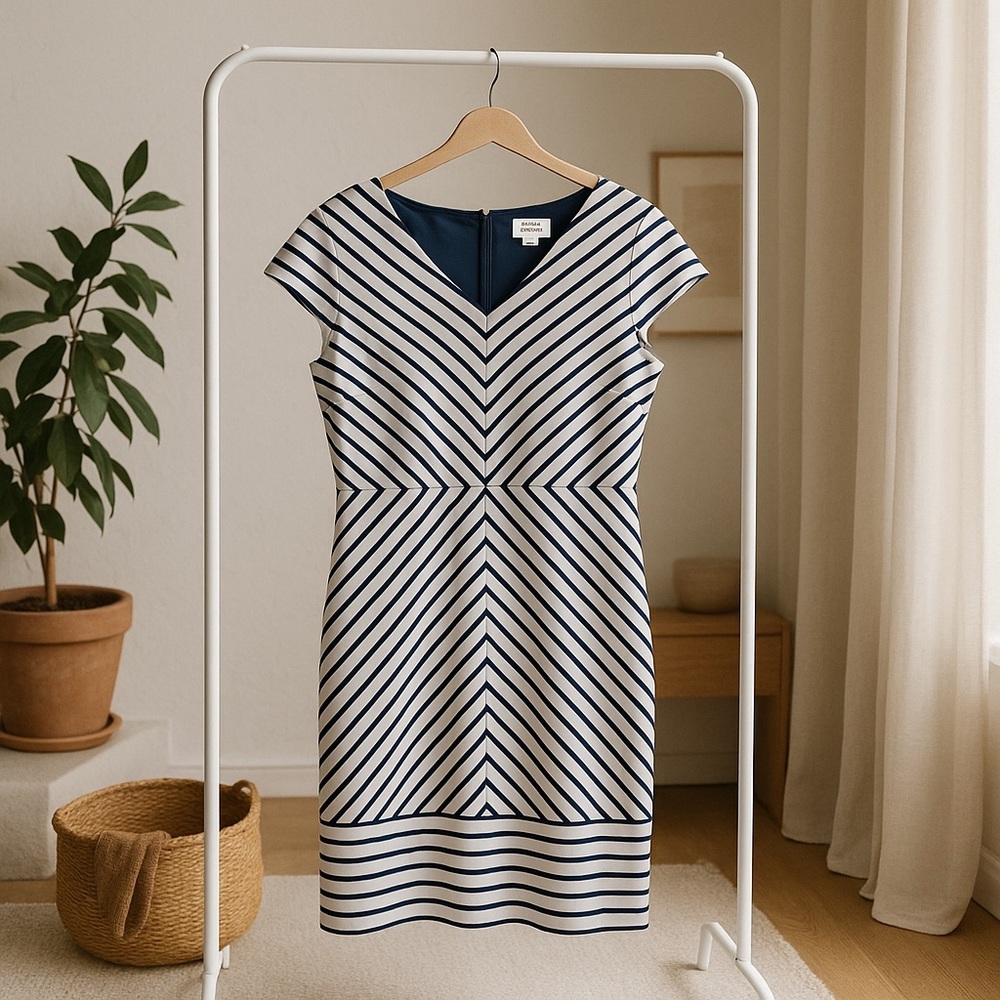 Hatley Navy and White Chevron Midi Dress